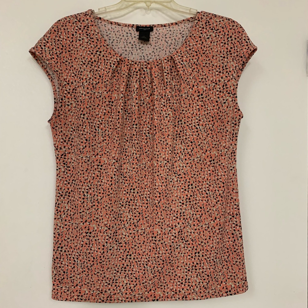 Ann Taylor SZ M Pleaded Collar Polyester Spandex